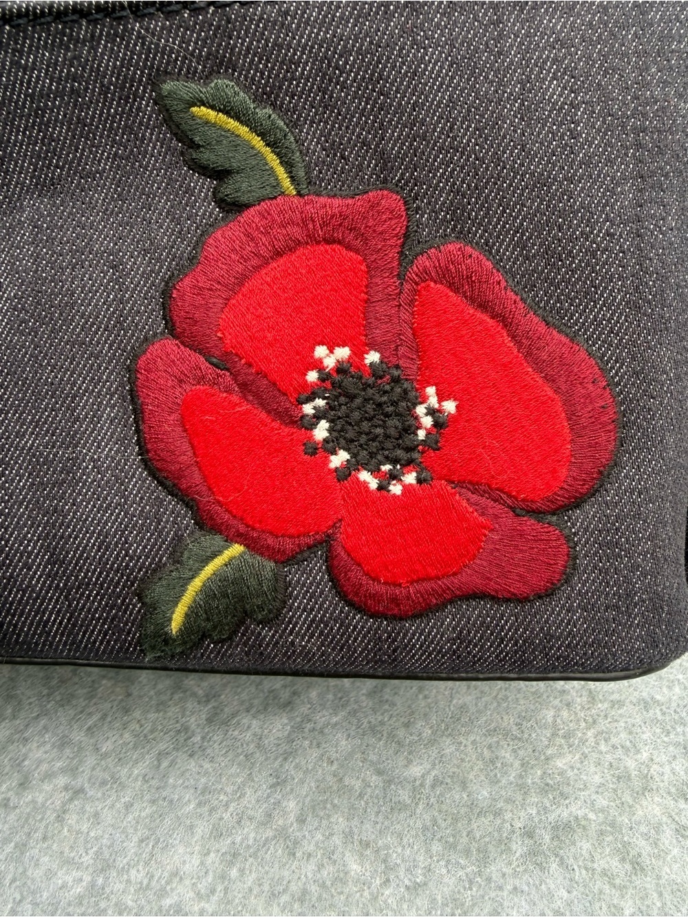 Kate Spade Jean Mini Backpack with Red Floral Appliqués - Picture 6 of 14